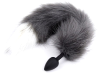 Пробка интимная Kissexpo Furry Fox / 272840212 (серый/белый) - 