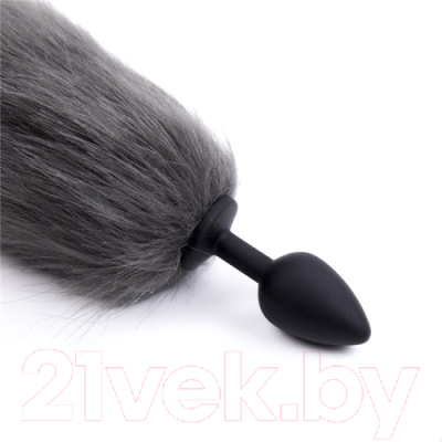 Пробка интимная Kissexpo Furry Fox / 272850212  (серый/белый)