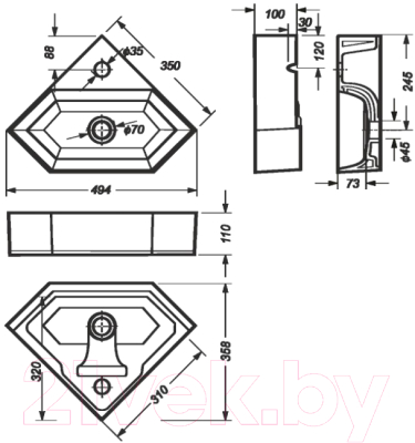 Изображение товара Умывальник Sanita Luxe Line New 35 / LIN35SLWB01