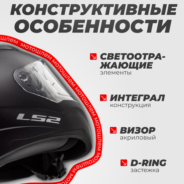 Мотошлем LS2 FF353 Rapid Solid (XL, черный матовый)
