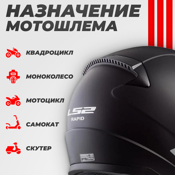 Мотошлем LS2 FF353 Rapid Solid (XL, черный матовый)