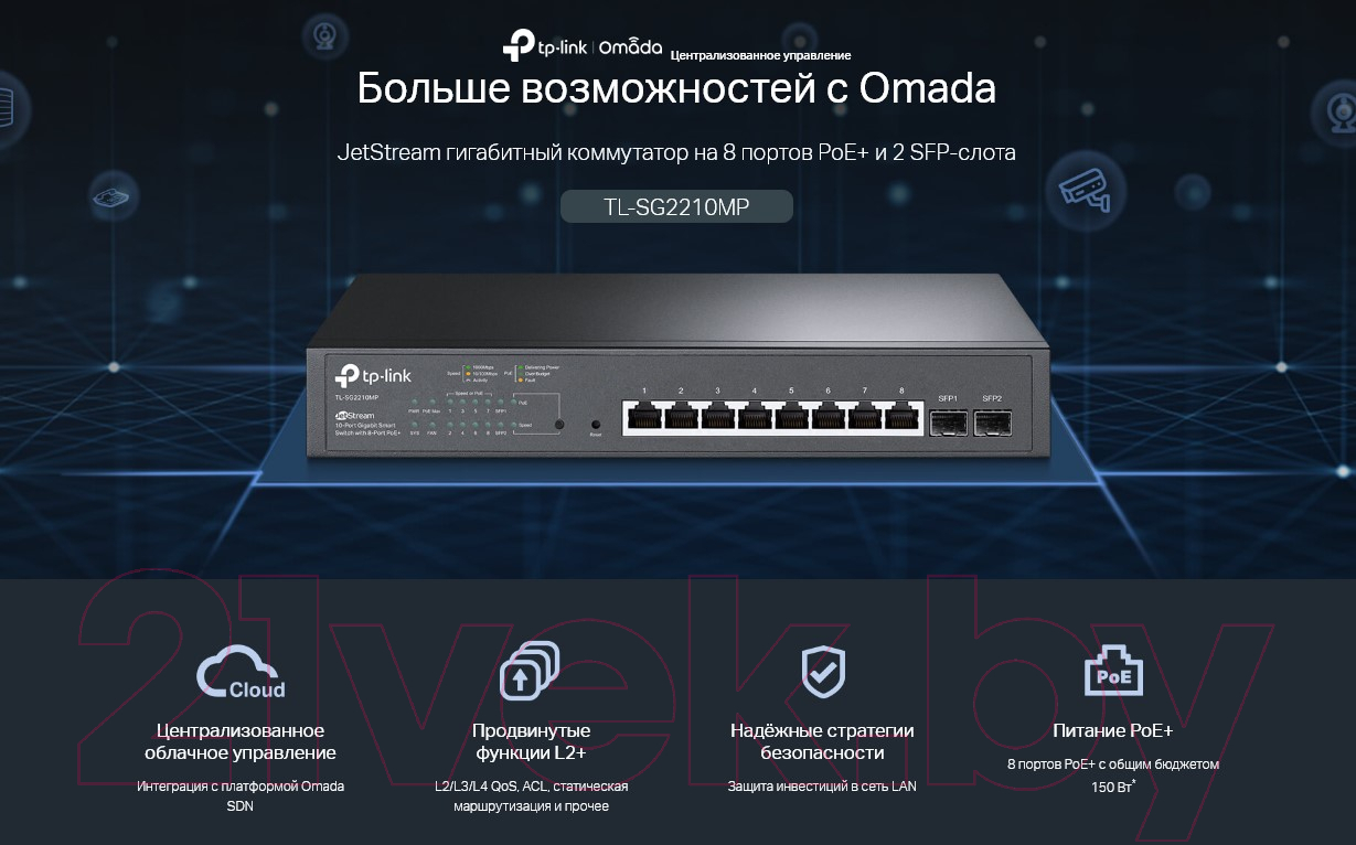 Коммутатор TP-Link TL-SG2210MP v2