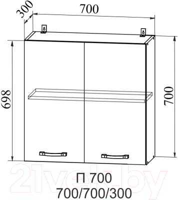 Шкаф навесной для кухни ДСВ Тренто П 700 (серый/белый)
