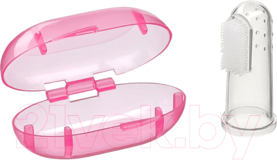 Зубная щетка для новорожденных Mepsi Силиконовая 0+ / 0381 (розовый)