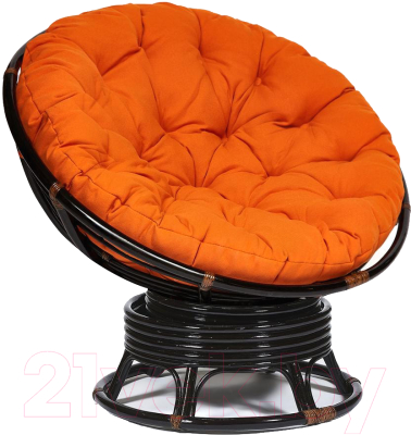 Кресло-качалка Tetchair Papasan W 23/01 B с подушкой (античный черно-коричневый/оранжевый)