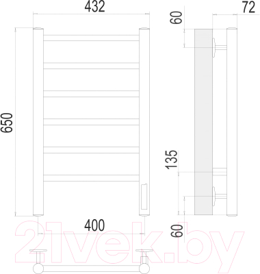 Полотенцесушитель электрический Terminus Аврора П6 400x650