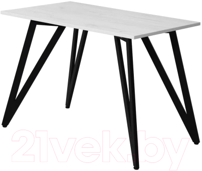 Обеденный стол Millwood Женева 2 Л18 130x80 (дуб белый Craft/металл черный)