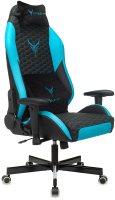 Кресло геймерское Бюрократ Knight Neon (черный/голубой экокожа) - 
