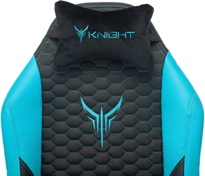 Кресло геймерское Бюрократ Knight Neon (черный/голубой экокожа)