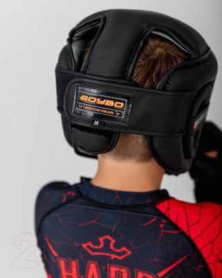 Боксерский шлем BoyBo B-Series (L,черный/оранжевый)