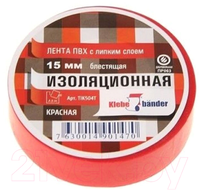 Изолента Klebebander ПВХ 15ммx10м / TIK554T (красный)