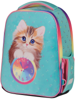 Школьный рюкзак Berlingo Кошечка / RU07131 (мятный/розовый c мешком для обуви) - 