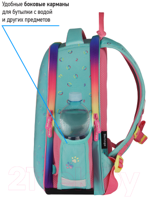 Школьный рюкзак Berlingo Кошечка / RU07131 (мятный/розовый c мешком для обуви)