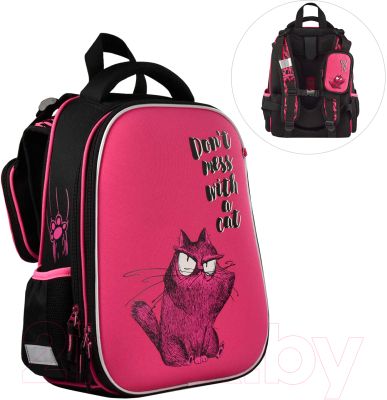 Школьный рюкзак Феникс+ Крэйзи кот / 59299 (малиновый)