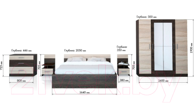 Комплект мебели для спальни Rikko Уют (венге/дуб атланта)