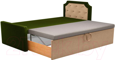 Двухъярусная выдвижная кровать детская Mebelico Севилья 30 / 59587 (микровельвет, зеленый/бежевый)