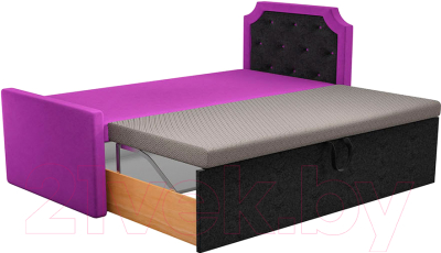 Двухъярусная выдвижная кровать детская Mebelico Севилья 30 / 59589 (микровельвет, фиолетовый/черный)