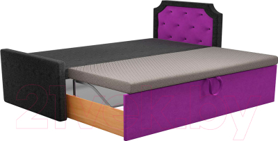 Двухъярусная выдвижная кровать детская Mebelico Севилья 30 / 59590 (микровельвет, черный/фиолетовый)
