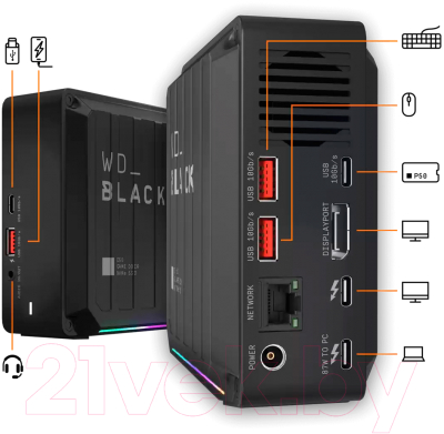 Внешний жесткий диск Western Digital Black D50 Game Dock NVMe 1TB (WDBA3U0010BBK-EESN)