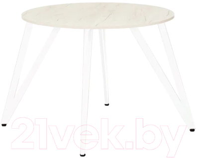 Обеденный стол Millwood Женева 2 Л18 D90 (дуб белый Craft/металл белый)