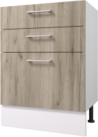 Шкаф-стол кухонный Горизонт Мебель Европа 60 3 ящика (серый крафт) - 