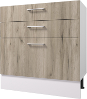 Шкаф-стол кухонный Горизонт Мебель Европа 80 3 ящика (серый крафт) - 