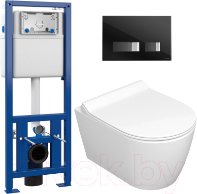 Изображение товара Унитаз подвесной с инсталляцией Керамин Трент R + S-IN-MZ-LINK_PRO + P-BU-MOV/Blg/Gl