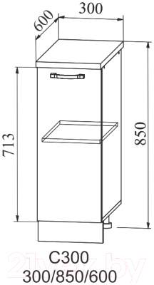 Шкаф-стол кухонный ДСВ Тренто С 300 левый (серый/белый)