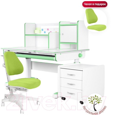 Парта+стул Anatomica Premium Granda Plus Armata (белый/зеленый/зеленый)