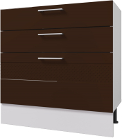 Шкаф-стол кухонный Горизонт Мебель Люкс 80 3 ящика (шоколад гл) - 