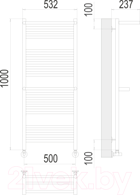 Полотенцесушитель водяной Terminus Аврора П20 500x1000 (с 2 полками)