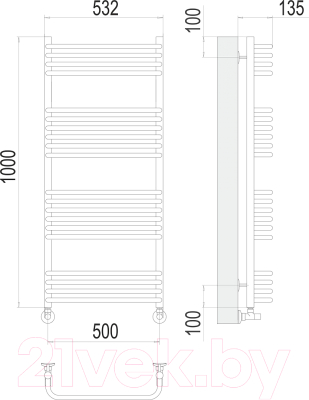 Полотенцесушитель водяной Terminus Стандарт П20 500x1000