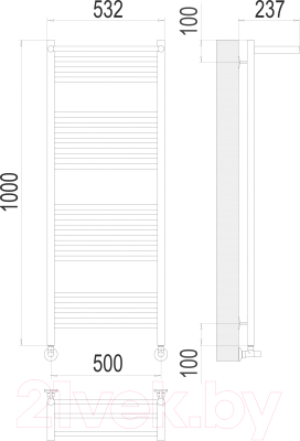 Полотенцесушитель водяной Terminus Аврора П20 500x1000 (с полкой)
