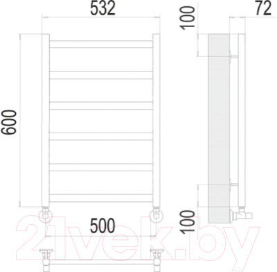 Полотенцесушитель водяной Terminus Аврора П6 500x600