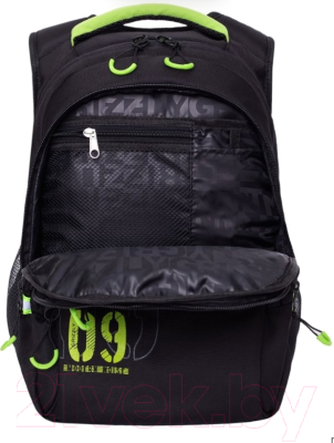 Школьный рюкзак Grizzly RB-050-21/1 (черный/салатовый)