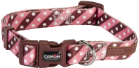 Ошейник Camon DC118/A.03 (регулируемый полосатый в горошек розовый/коричневый) - 