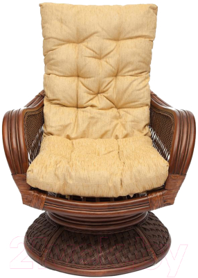 Кресло-качалка Tetchair Andrea Relax Medium с подушкой (античный орех/рубчик кремовый)