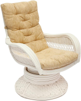 Кресло-качалка Tetchair Andrea Relax Medium с подушкой (белый/рубчик кремовый) - 