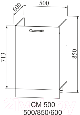 Шкаф под мойку ДСВ Тренто СМ 500 правый (серый/белый)