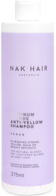 Оттеночный шампунь для волос Nak Platinum Blonde Anti-Yellow Shampoo (375мл)