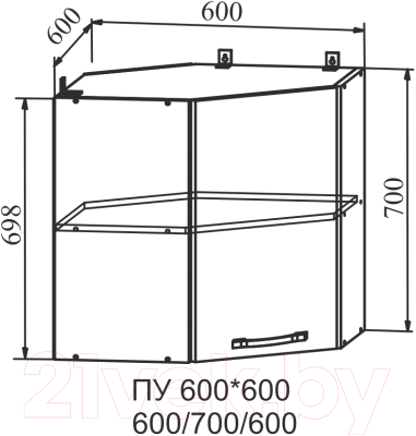 Шкаф навесной для кухни ДСВ Тренто ПУ 600 левый (серый/белый)