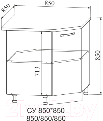 Шкаф-стол кухонный ДСВ Тренто СУ 850 левый (серый/серый)