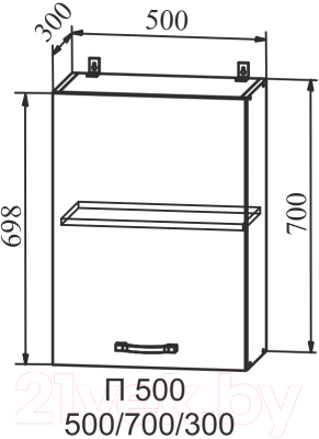 Шкаф навесной для кухни ДСВ Тренто П 500 левый (серый/серый)