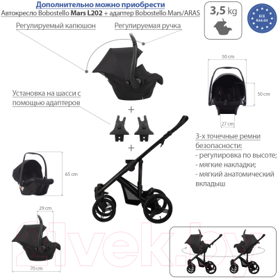 Детская универсальная коляска Bebetto Magnum Lux 2 в 1 черная рама (08)