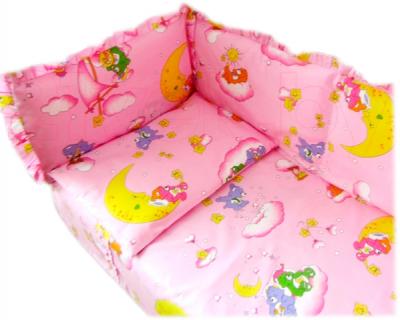 Бортик в кроватку Ночка Мишки на облаках (розовый) - простыня и наволочка в комплект не входят