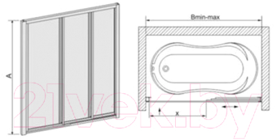 Стеклянная шторка для ванны RGW SC-41 Easy / 04114116-51 (хром/шиншилла)