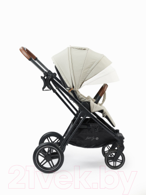 Детская универсальная коляска Happy Baby Luna Pro черная ручка (экокожа/бежевый)