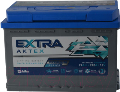 Автомобильный аккумулятор АкТех Extra Premium 6СТ-77 Евро / ATEXP77ЗR (77 А/ч)