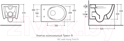 Унитаз подвесной с инсталляцией Керамин Трент R + 525 040000 + D3 040033