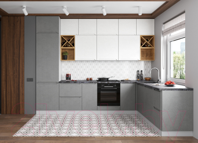 Шкаф-стол кухонный ДСВ Тренто С 300 левый (серый/серый)